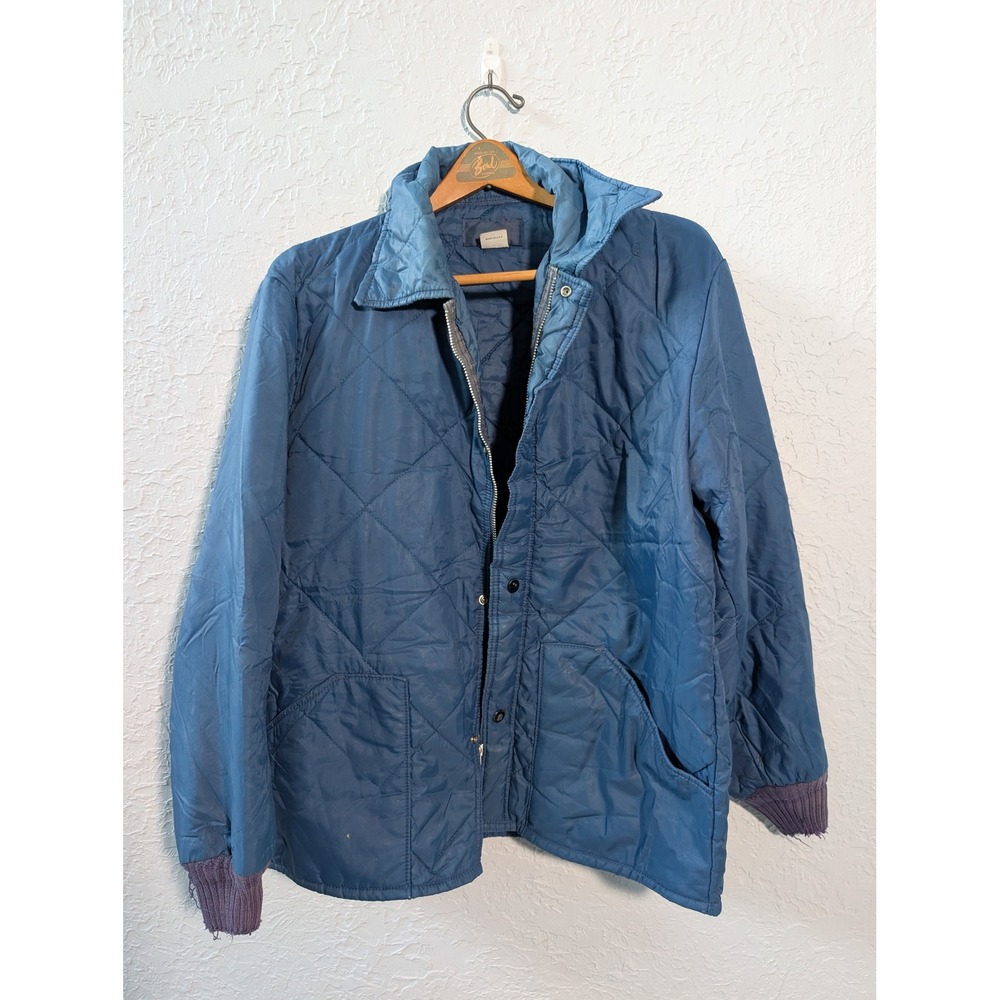 Vintage 70s 80s OshKosh B'Gosh Quilted Work Jacket USA Made Distressed Blue